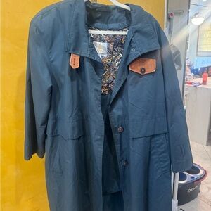 Men's Navy Trench Coat with Tan Details